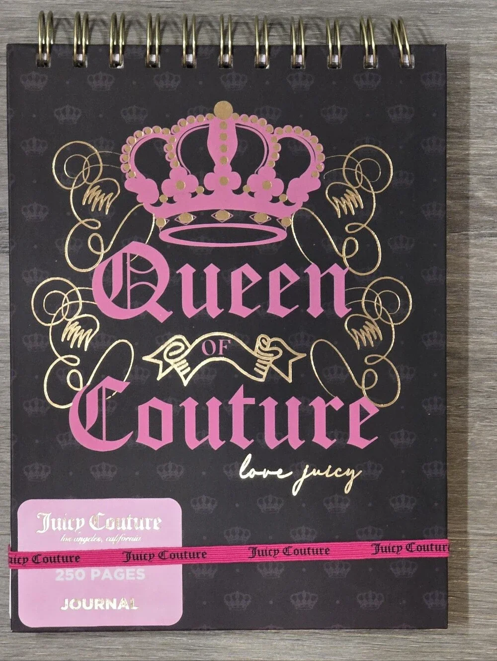 Juicy Couture Home Queen of Couture Spiral Journal w/Logo Band